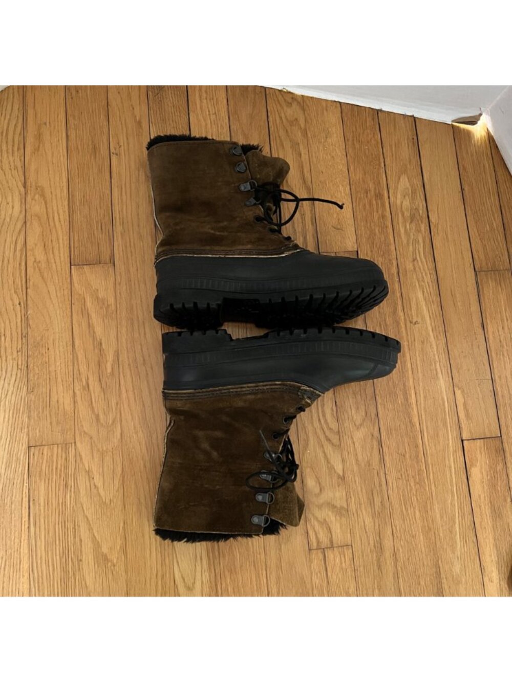 Vintage Sorel Mens Size 7 Brown Suede Kaufman Steel Shank Fur Lined Winter Boots - Picture 5 of 16